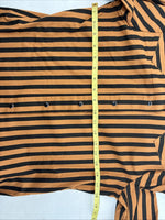 New Women’s H Bar C Orange Black Stripe Long Sleeve Pearl Snap Size 34 LL-103