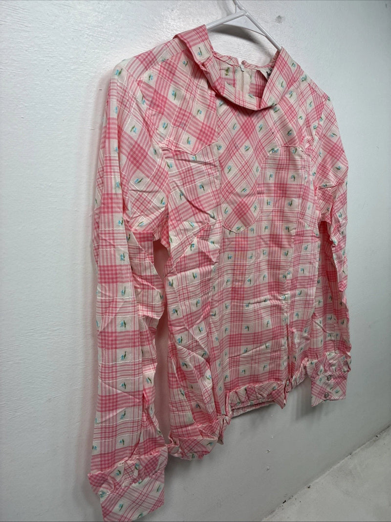 New Women’s Trail Ridge Link Plaid Design Long Sleeve Half Zip Size 36 YY-22