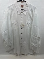 New Men’s ELY Cattleman White Designed Long Sleeve Pearl Snap 19.5 X 36 3XL T-47