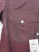 New Kids White Horse Purple Stripe Long Sleeve Pearl Snap Medium DD-73 