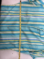 New Women’s Karman Blue Green Stripe Long Sleeve Pearl Snap Medium TT-59