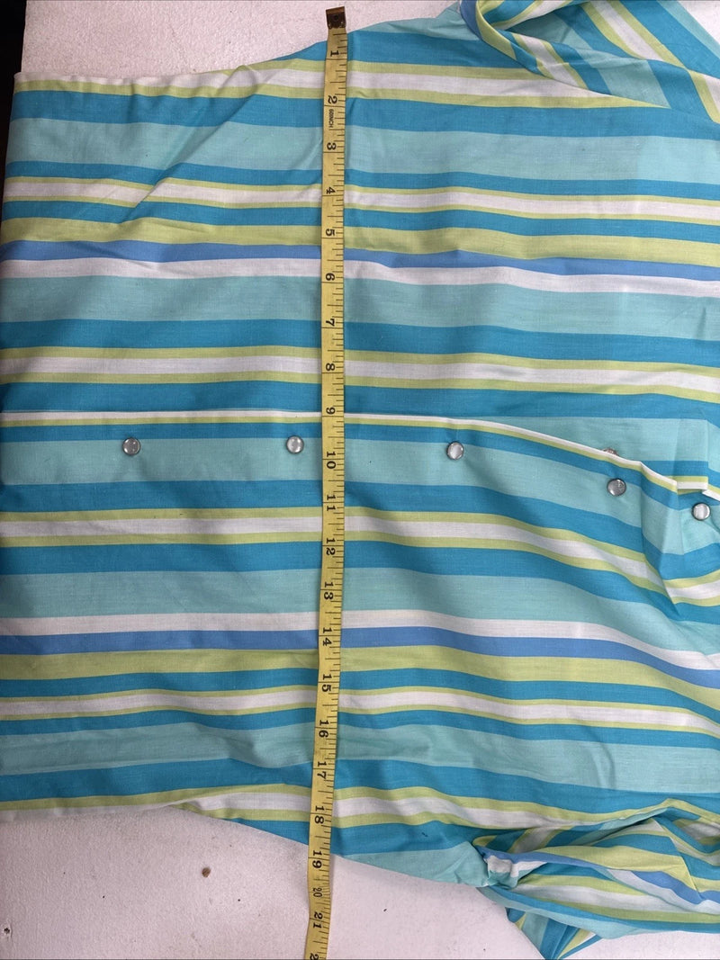 New Women’s Karman Blue Green Stripe Long Sleeve Pearl Snap Medium TT-59