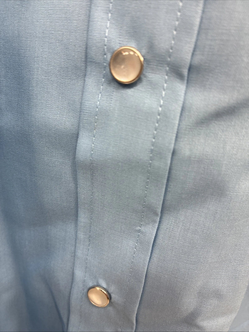 New Men’s ELY Cattleman Blue Western Short Sleeve Pearl Snap XL R-68
