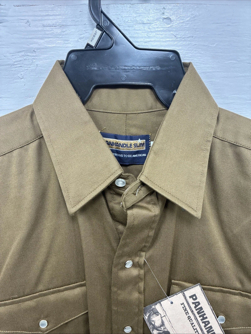 New Men’s Panhandle Slim Green Long Sleeve Pearl Snap 16.5 Large CC-31