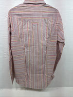 New Men’s Tem Tex Pink Multicolor Stripe Long Sleeve Pearl Snap 16 Large M-27