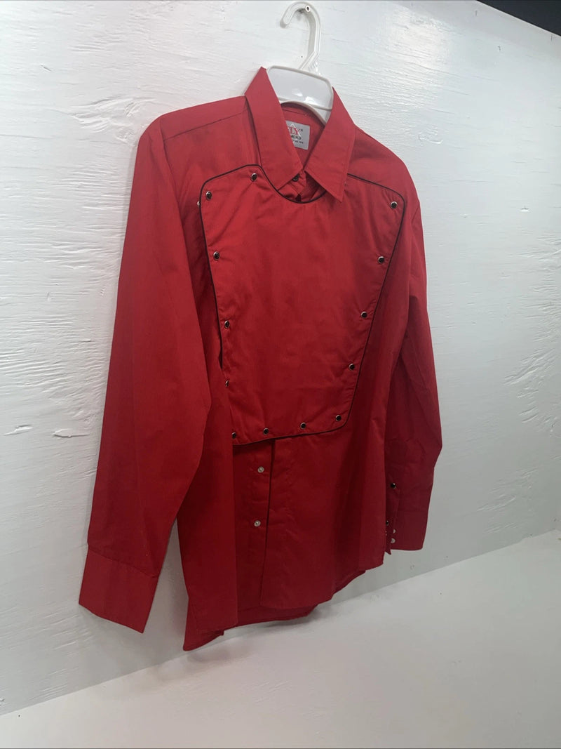 New Men’s ELY Diamond Red Long Sleeve Pearl Snap Medium B-122