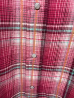 New Women’s Cumberland Pink Plaid Long Sleeve Pearl Snap XL II-14