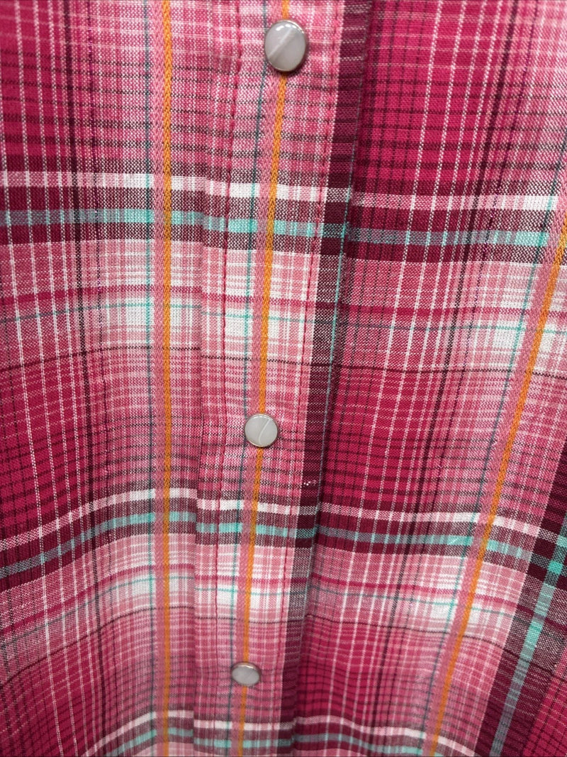 New Women’s Cumberland Pink Plaid Long Sleeve Pearl Snap XL II-14