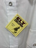 New Men’s ELY Cattleman Simple White Short Sleeve Pearl Snap 18.5 2XL M-74