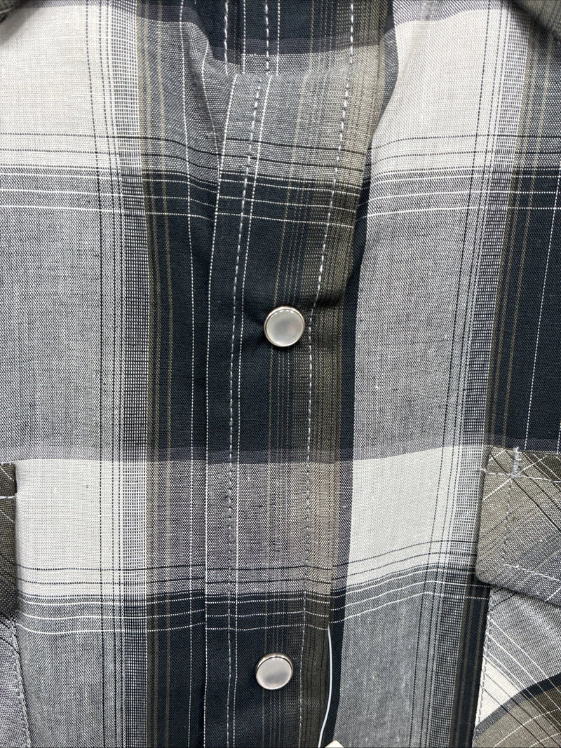 New Men’s ELY Cattleman Green Rose Plaid Long Sleeve Pearl Snap Large X-72