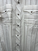 New men’s Panhandle slim white Stripped Pearl Snap Short Sleeve 14.5 Small A-179