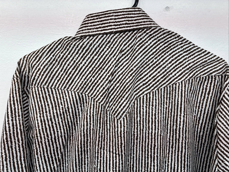 New Women’s Dickson Jenkins Brown Stripe Long Sleeve Pearl Snap Size 17 XL II-37
