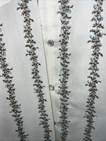 New Men’s White Floral White House Pearl Snap Long Sleeve Shirt. XXL G-67