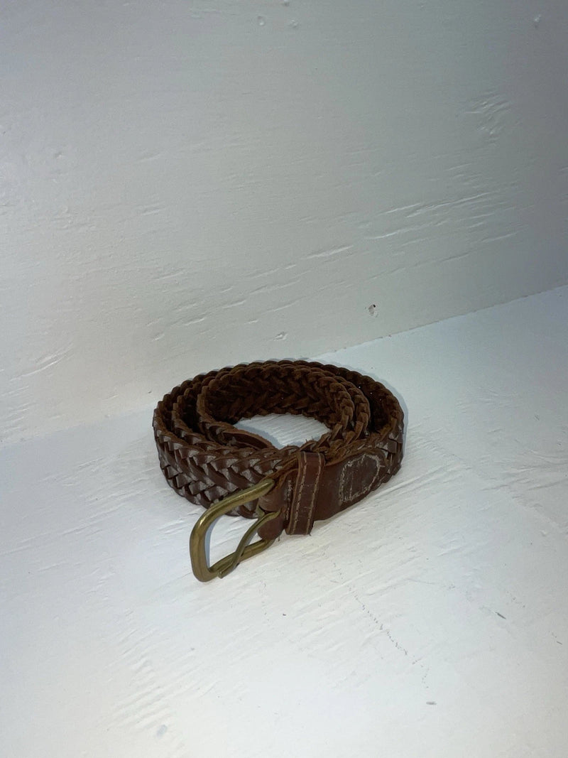 New Brown Genuine Leather Braided 34” Belt Z-129
