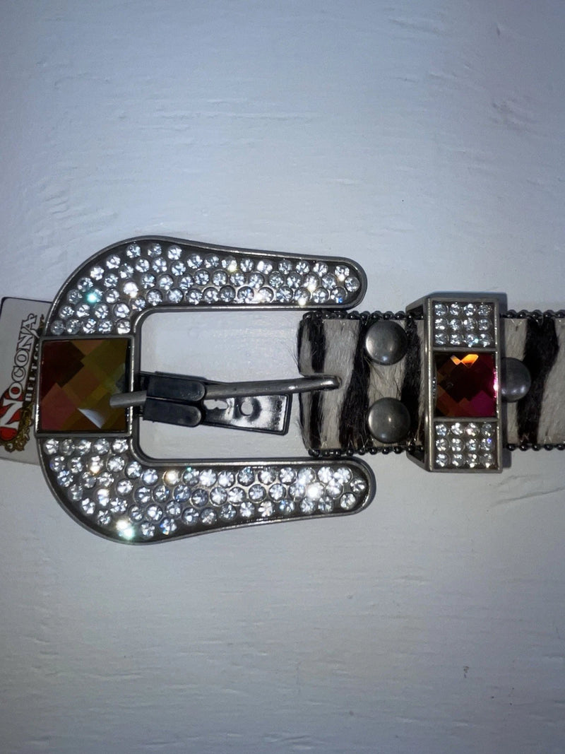 New Zebra Print Genuine Leather Nocona Bling M Belt #N1330999 Z-130