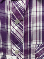 New Men’s White Horse People Plaid Long Sleeve Pearl Snap XL J-37