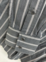New Men’s Moonshine Spirit Gray Stripe Long Sleeve Pearl Snap Medium K-71