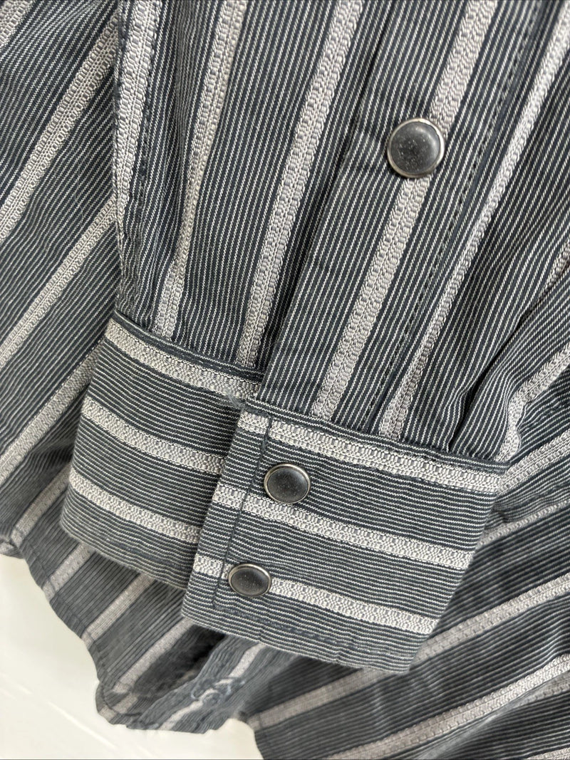 New Men’s Moonshine Spirit Gray Stripe Long Sleeve Pearl Snap Medium K-71