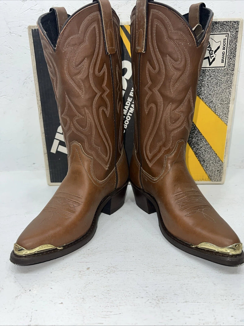 New Women’s Brown Texas Cowboy Boots. 7631 6.5 6 1/2 EE. 19-59