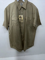 New Men’s Brown ELY Cattleman Short Sleeve Pearl Snap Shirt. 18.5 2XL S-21
