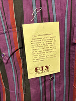 New Men’s ELY Cattleman Purple Stripe Long Sleeve Pearl Snap 15.5 Medium AA-112