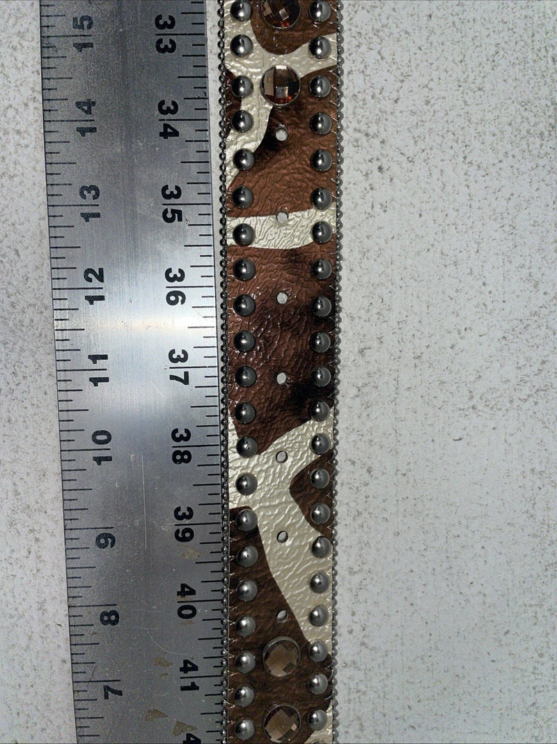 New Cow Print Genuine Leather Blazin Roxx Bling M Belt #N3510602 Z-23