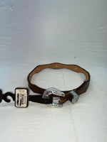 New Brown Genuine Leather Nocona Silver Pendent 26” Belt #3016602 NN-84