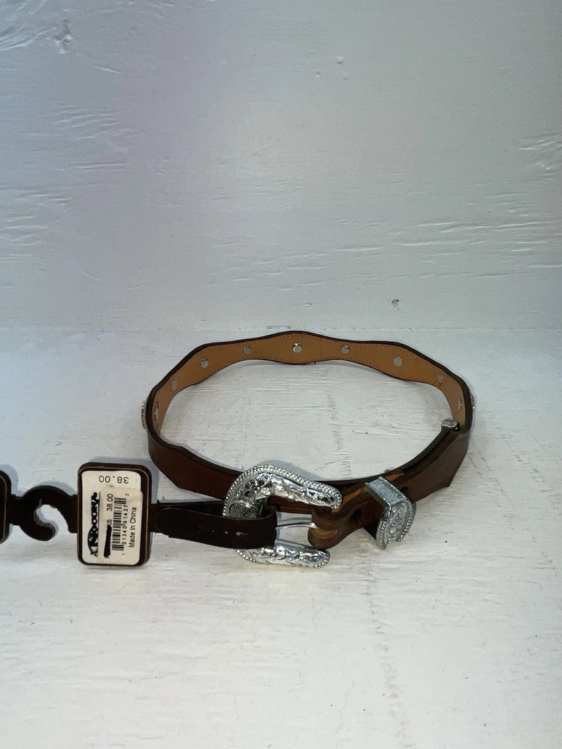 New Brown Genuine Leather Nocona Silver Pendent 26” Belt #3016602 NN-84