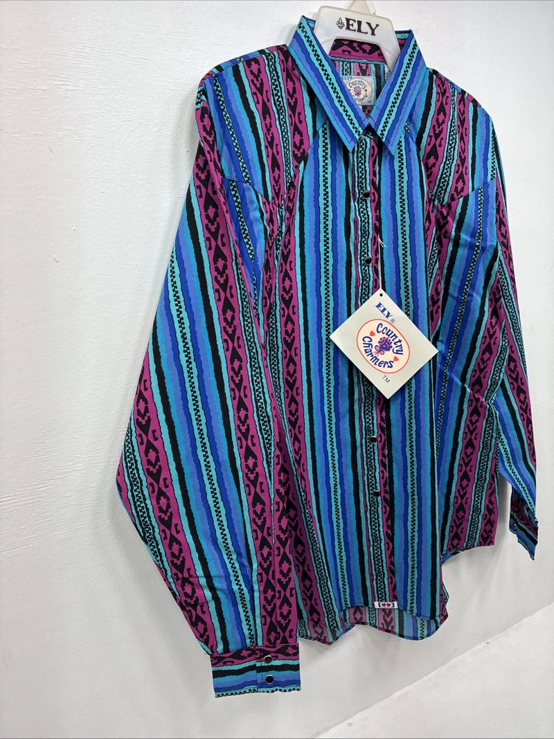 New Women’s Country Charmers Multicolor Long Sleeve Pearl Snap XL II-51