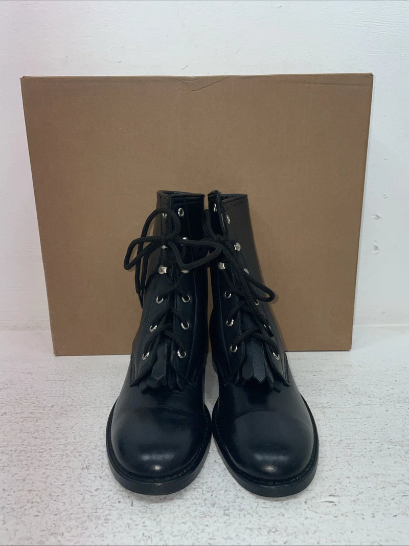 New Youth Black Lace Up American West Cowboy Boots. 3120 3.5 3 1/2 D. 22-38