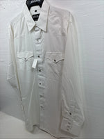 New Men’s White Horse White Stripe Design Long Sleeve Pearl Snap XL O-63