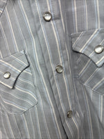 New Kids ELY Cattleman Blue Stripe Long Sleeve Pearl Snap Size 4 YY-62