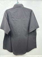 New Men’s ELY Cattleman Simple Black Short Sleeve Pearl Snap 18 2XL K-68
