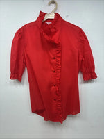 New Women’s H Bar C Red Long Sleeve Button up Size 34 MM-132
