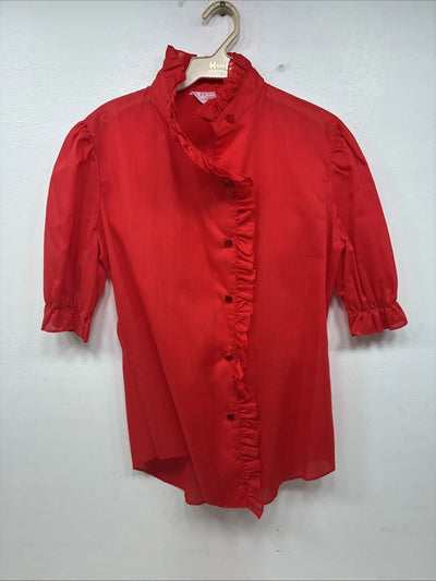 New Women’s H Bar C Red Long Sleeve Button up Size 34 MM-132