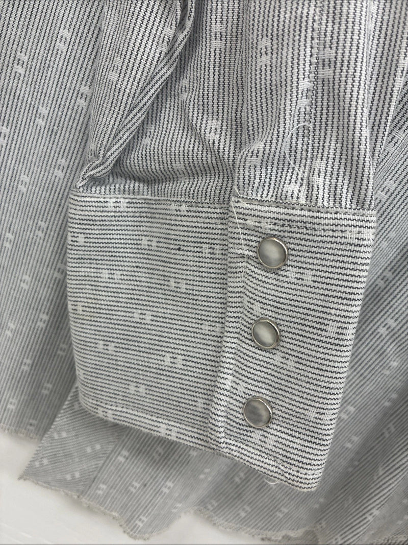 New Men’s Champion Western Gray Long Sleeve Pearl Snap Shirt 15.5 Medium V-60