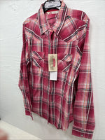 New Women’s Cumberland Pink Plaid Long Sleeve Pearl Snap Medium DD-24