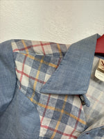 New Women’s Western Art Blue Plaid Long Sleeve Pearl Snap Size 16 TT-109