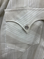 New Men’s H Bar C Tan White Stripe Long Sleeve Pearl Snap 16 X 34 Large Q-87