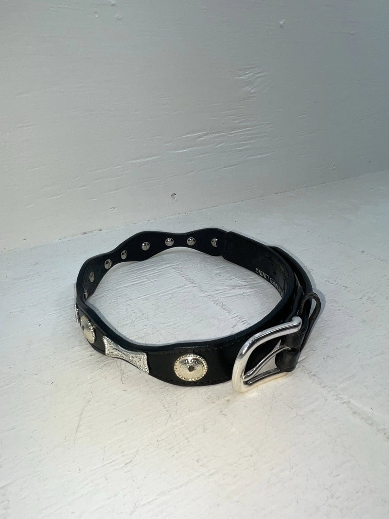 New Black Genuine Leather Nocona Silver Pendent 24” Belt #N4412001 NN-66