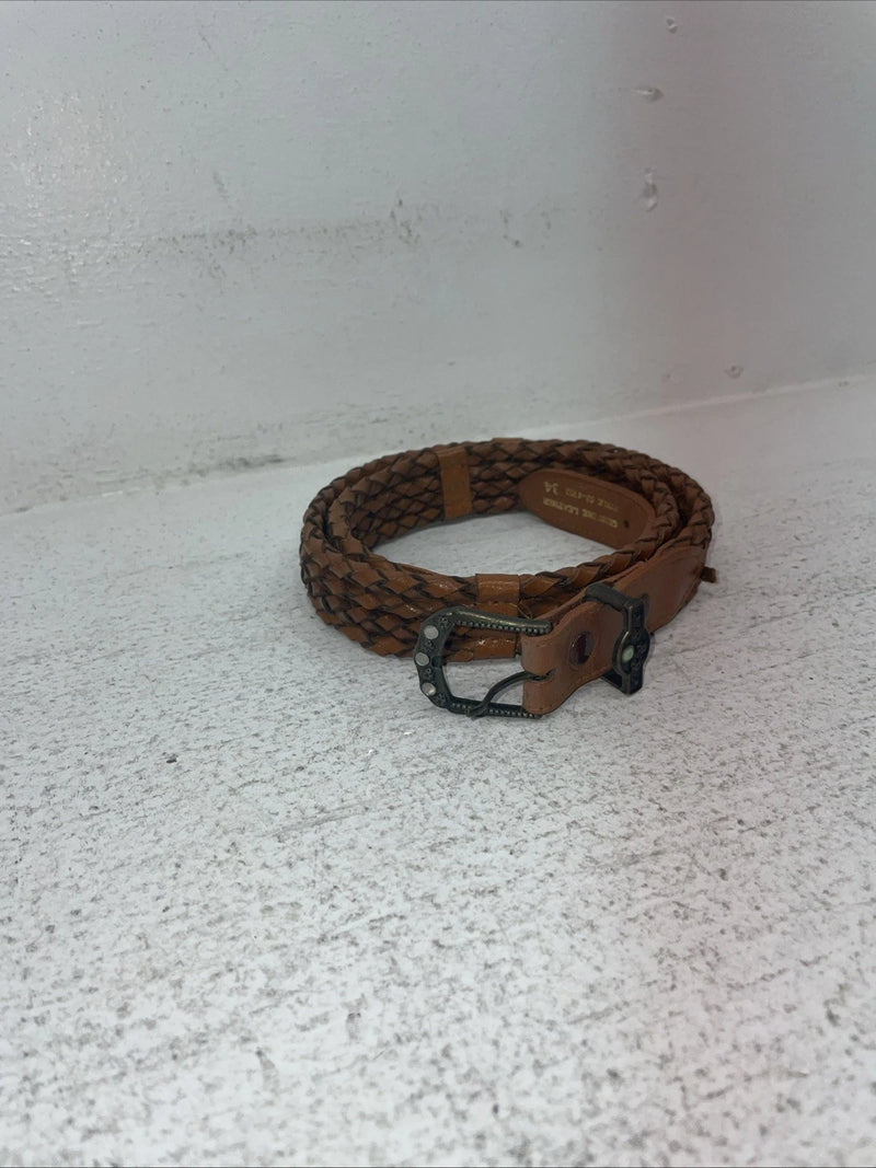 New Brown Genuine Leather Braided Rope 34” Belt #02-4702 Z-17