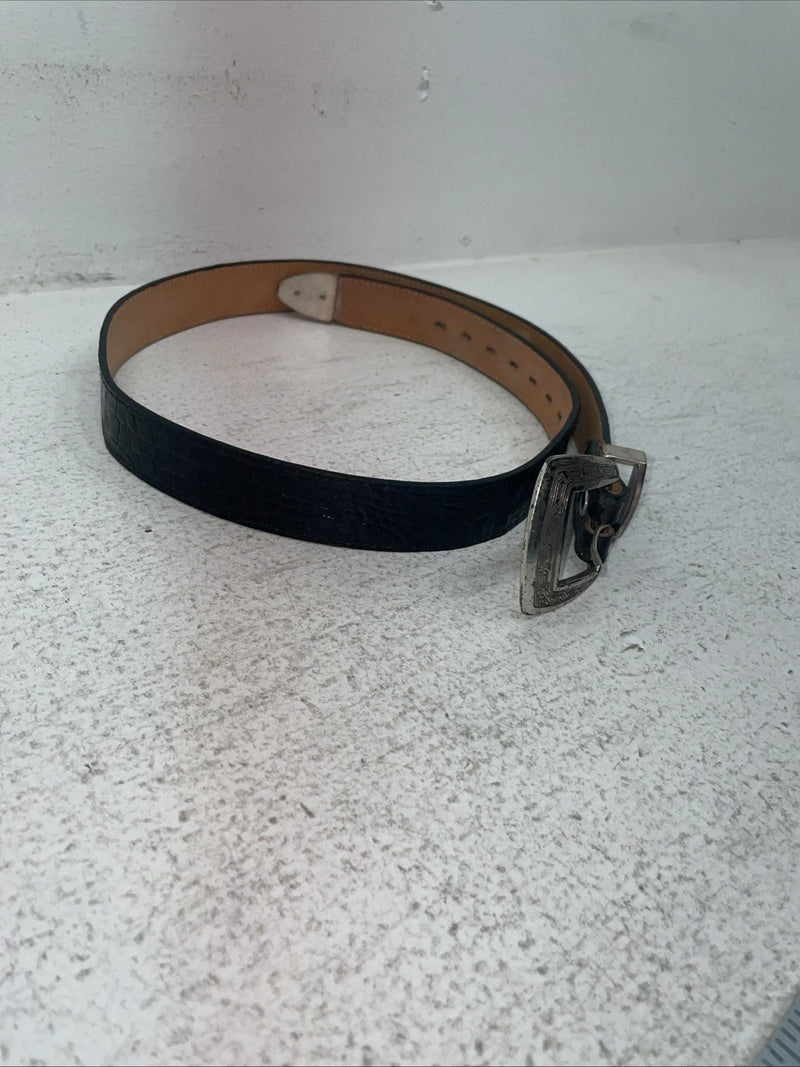 New Black Genuine Leather Dan Post Tooled Belt 34” #5820-01 Z-6