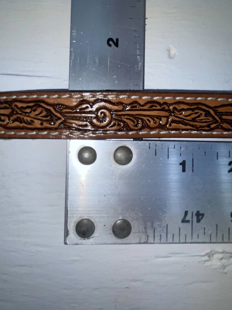New Brown Genuine Leather Tooled 28” Belt #102 Z-137