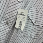 New Women’s White Horse Gray Stripe Long Sleeve Pearl Snap Small DD-117