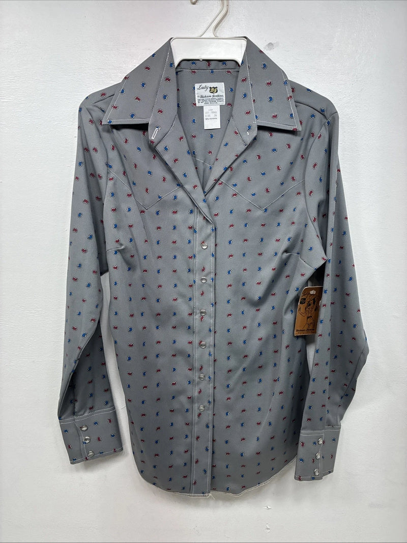 New Women’s Dickson Jenkins Greg Design Long Sleeve Pearl Snap Size 34 MM-29