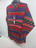 New Men’s Wrangler Multicolor Stripe Long Sleeve Button Up 17.5 X 35 XL V-58