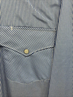 New Men’s White Horse Blue White Stripe Long Sleeve Pearl Snap 2XL H-58
