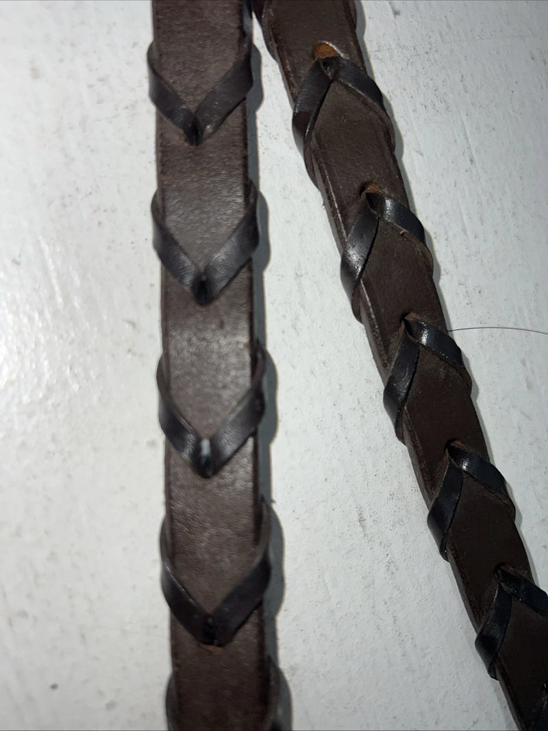New Silver Fox Brown Genuine Leather 60” Braided English Reins #20-1441-7-0 Y-20