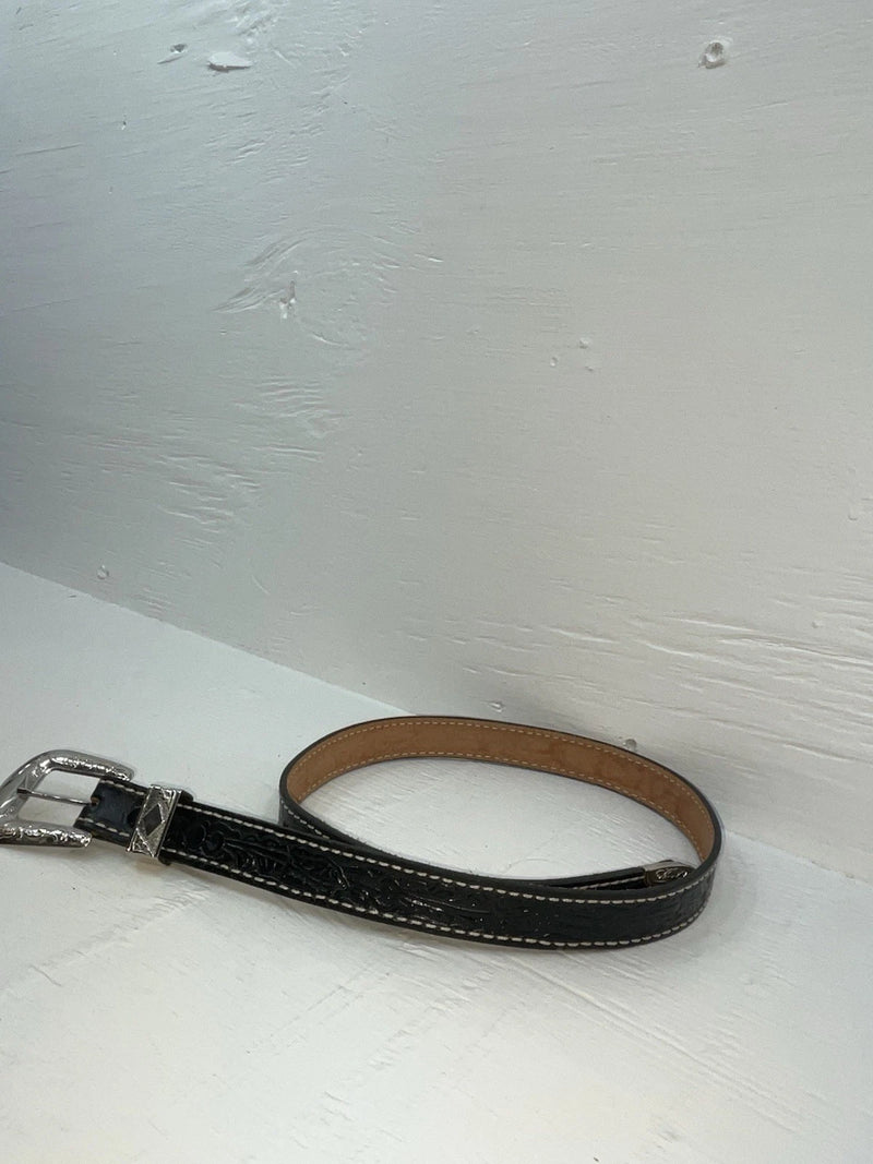 New Black Genuine Leather Tooled 28” Belt #101 Z-132