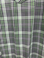 New Kids White Horse Green Plaid Long Sleeve Pearl Snap XL DD-59 